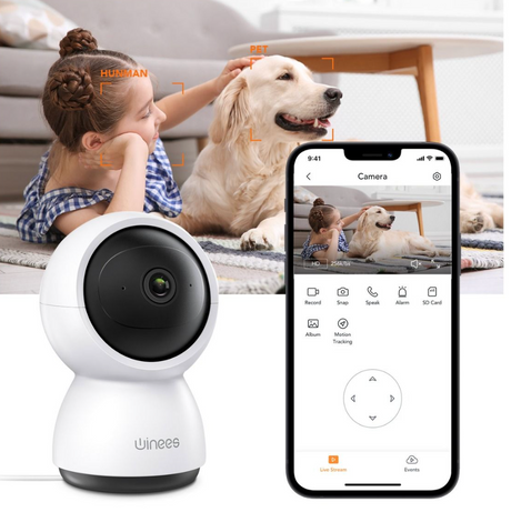 AiDot Winees M2X 2K Indoor Security Camera with Human/Pet/Motion/Sound Detection