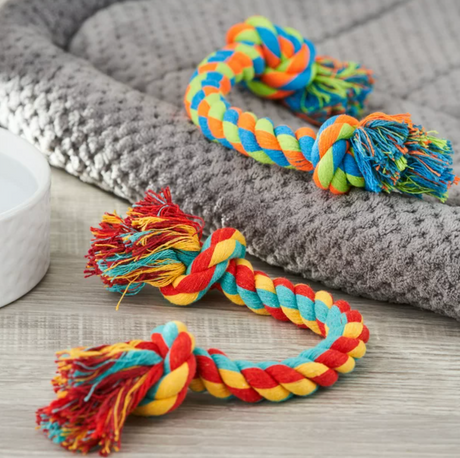 Vibrant Life Tug Buddy Rope Chew Dog Toy, Knotted Braid Rope, Multi-Colored, Chew Level 1 for Light Chewing, Assorted